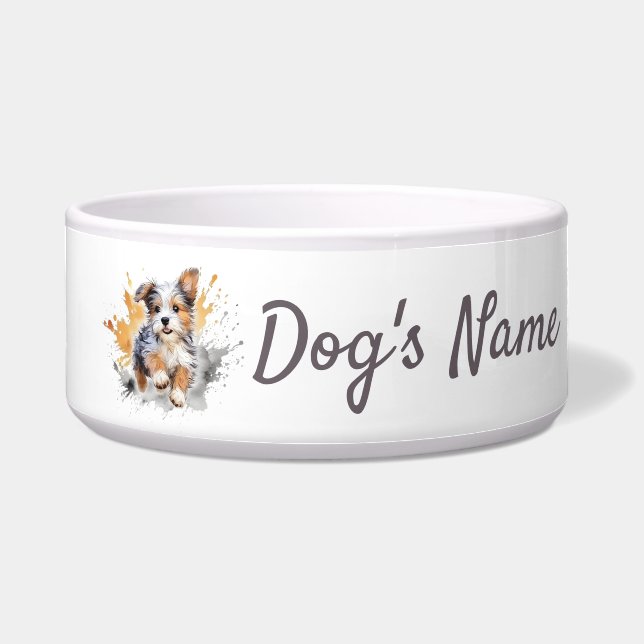 Biewer Terrier puppy Ceramic Pet Bowl (Front)