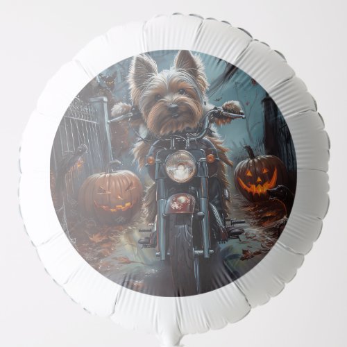 Biewer Terrier Riding Motorcycle Halloween Scary  Balloon