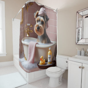 Biewer Terrier Sloppy Sleepy Cute Funny Shower Curtain
