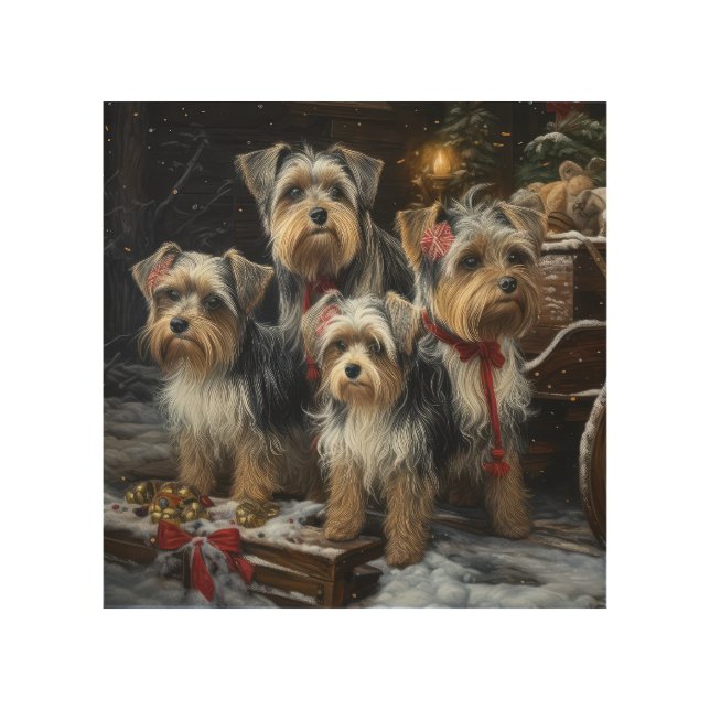Biewer Terrier Snowy Sleigh Christmas Decor (Front)