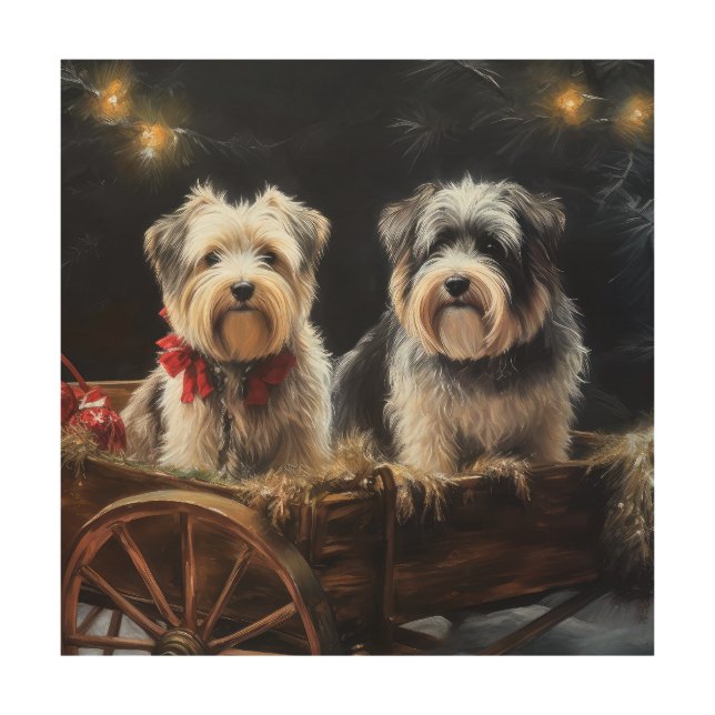 Biewer Terrier Snowy Sleigh Christmas Decor (Front)