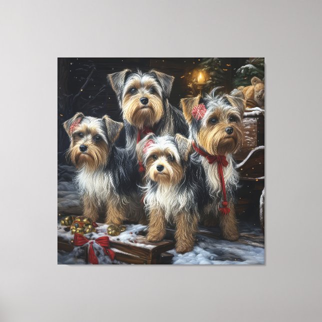 Biewer Terrier Snowy Sleigh Christmas Decor (Front)