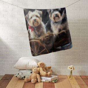 Biewer Terrier Snowy Sleigh Christmas Decor Baby Blanket