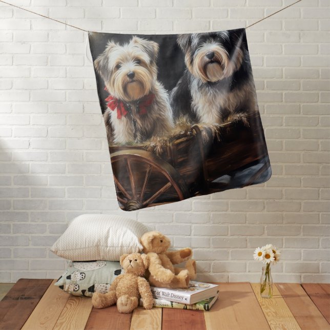 Biewer Terrier Snowy Sleigh Christmas Decor Baby Blanket (In Situ)