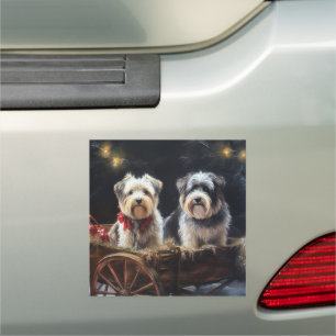 Biewer Terrier Snowy Sleigh Christmas Decor Car Magnet
