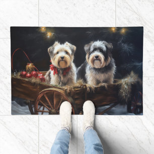 Biewer Terrier Snowy Sleigh Christmas Decor Doormat