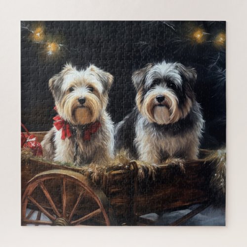 Biewer Terrier Snowy Sleigh Christmas Decor Jigsaw Puzzle