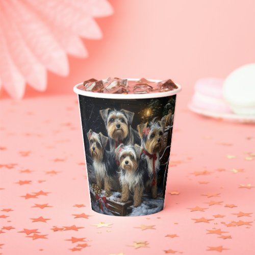 Biewer Terrier Snowy Sleigh Christmas Decor Paper Cups