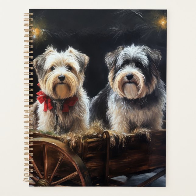 Biewer Terrier Snowy Sleigh Christmas Decor Planner (Front)