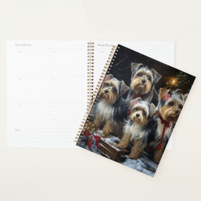 Biewer Terrier Snowy Sleigh Christmas Decor Planner (Display)