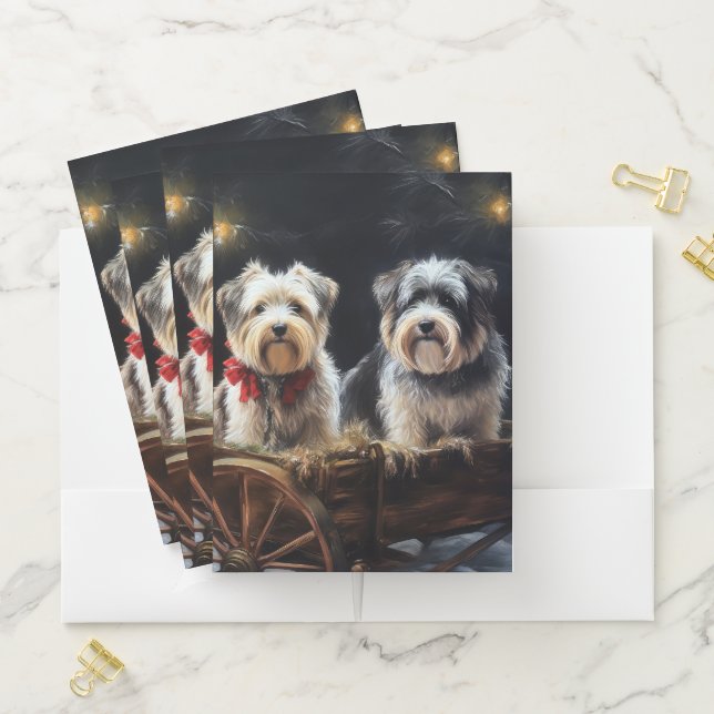 Biewer Terrier Snowy Sleigh Christmas Decor Pocket Folder (In Situ)