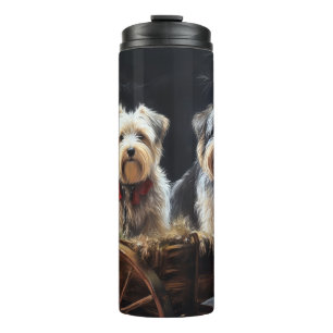 Biewer Terrier Snowy Sleigh Christmas Decor Thermal Tumbler