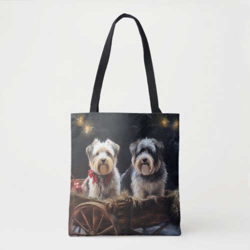 Biewer Terrier Snowy Sleigh Christmas Decor Tote Bag