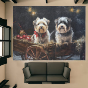 Biewer Terrier Snowy Sleigh Ride Christmas Decor Rug