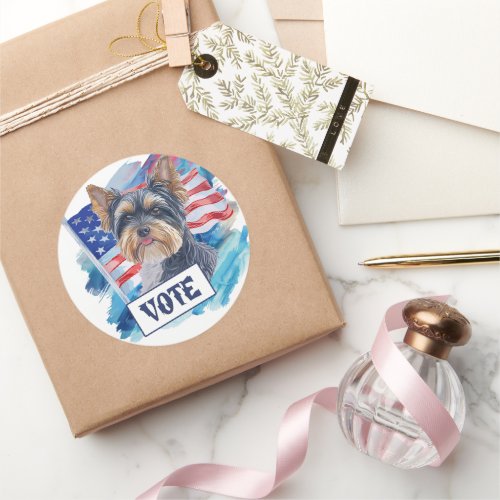 Biewer Terrier US Elections Vote for a Change Classic Round Sticker