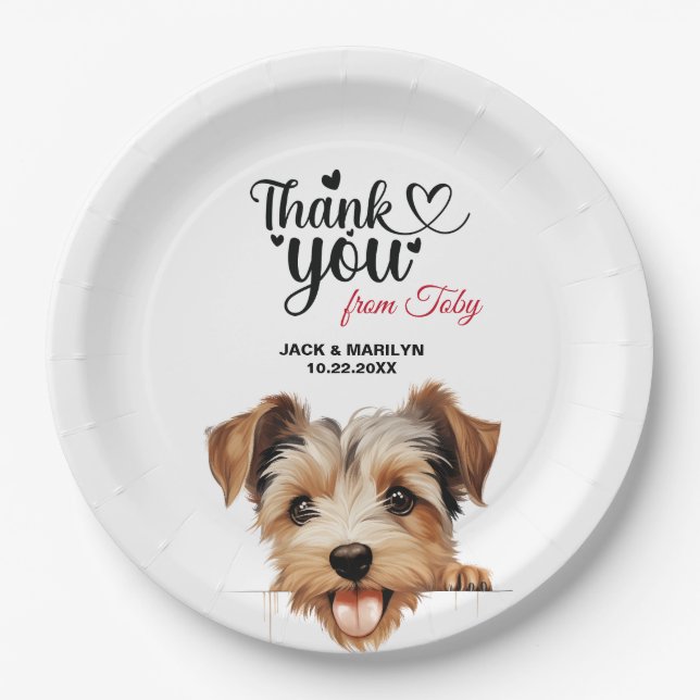 Biewer Terrier Wedding Reception Paper Plates (Front)