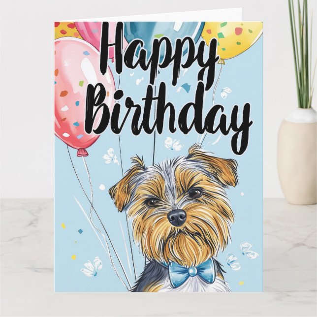 Biewer Terrier with Balloons Card (Front)