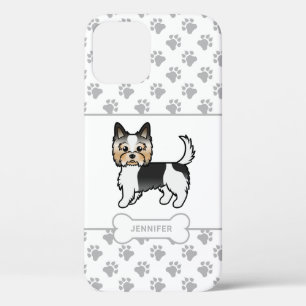 Biewer Terrier With Paws, Dog Bone & Name iPhone 12 Case