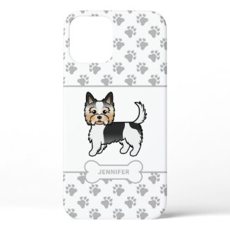 Biewer Terrier With Paws, Dog Bone &amp; Name iPhone 12 Case