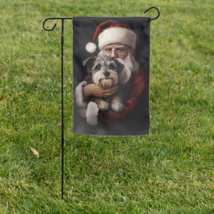 Biewer Terrier With Santa Claus Festive Christmas Garden Flag