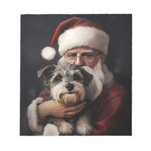 Biewer Terrier With Santa Claus Festive Christmas Notepad
