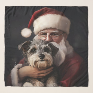 Biewer Terrier With Santa Claus Festive Christmas Scarf