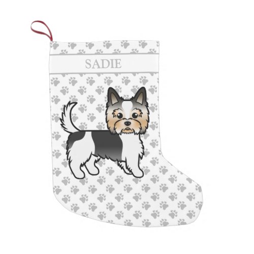Biewer Terrier Yorkie Cute Cartoon Dog  Name Small Christmas Stocking