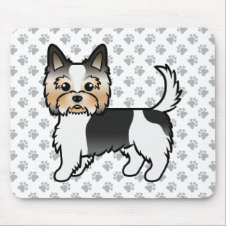 Biewer Terrier / Yorkie Cute Cartoon Dog &amp; Paws Mouse Pad
