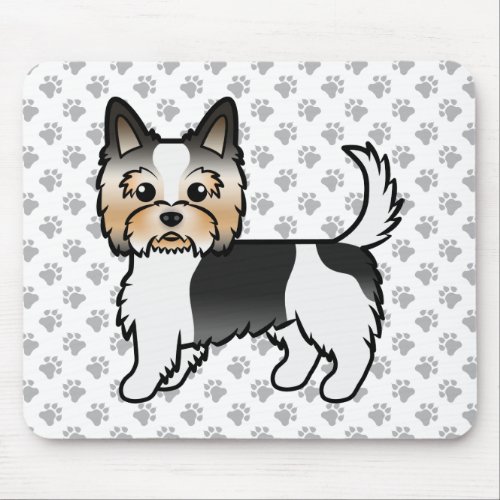 Biewer Terrier  Yorkie Cute Cartoon Dog  Paws Mouse Pad