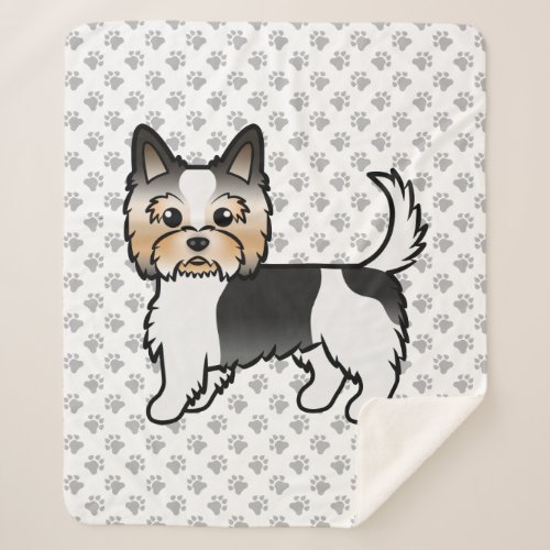 Biewer Terrier Yorkie Cute Cartoon Dog  Paws Sherpa Blanket