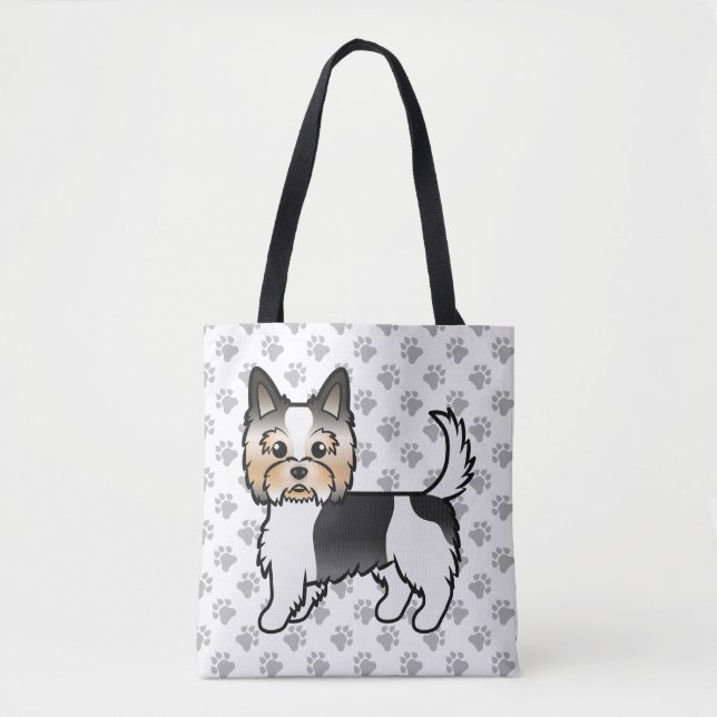 Biewer Terrier Yorkshire Terrier Dog & Paws Tote Bag (Front)