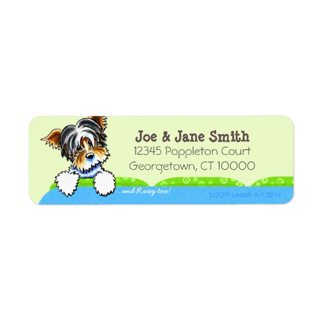 Biewer Yorkie Blue Couch Pet Name Personalized Label (Front)