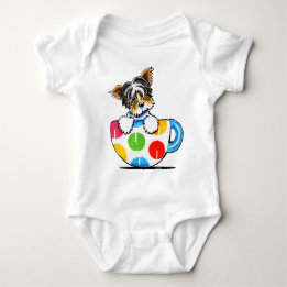 Biewer Yorkie Polka Dot Cup Baby Bodysuit