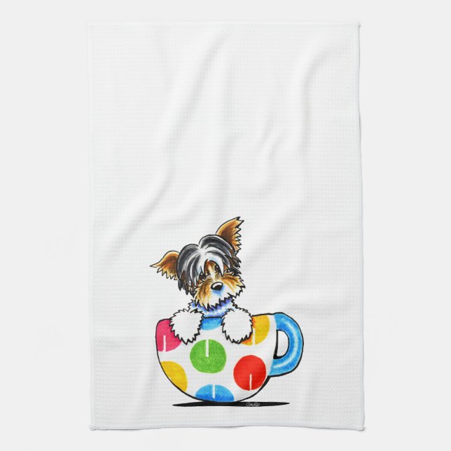 Biewer Yorkie Polka Dot Cup Towel (Vertical)