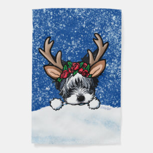 Biewer Yorkie Reindeer Garden Flag