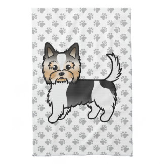 Biewer Yorkshire Terrier Cartoon Dog &amp; Paws Kitchen Towel