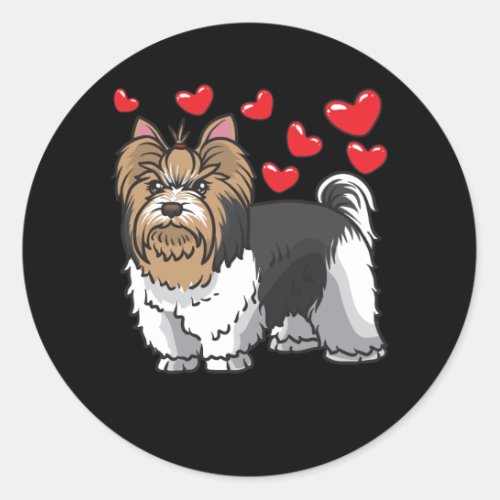 Biewer Yorkshire Terrier Dogs Classic Round Sticker