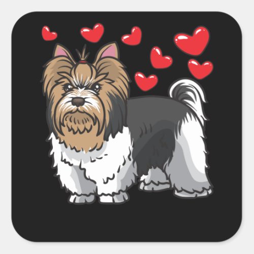 Biewer Yorkshire Terrier Dogs Square Sticker