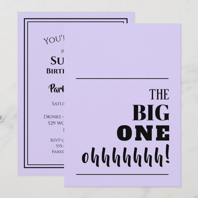 BIG 100 Birthday Invitations (Front/Back)