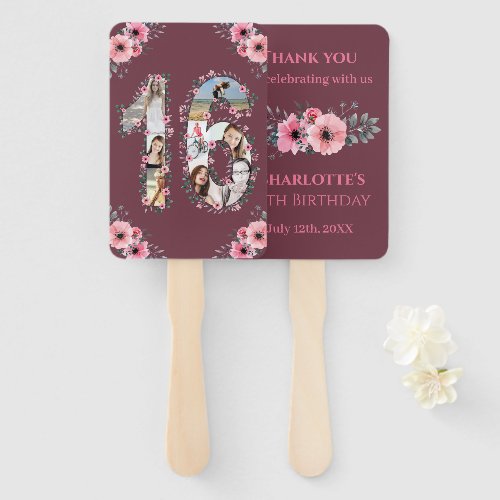 Big 16th Birthday Photo Collage Pink Girl Flower