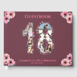 Big 18th Birthday Photo Collage Flower Girl Pink Guest Book
