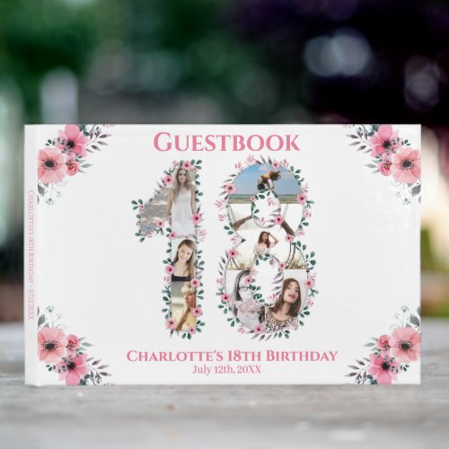 Big 18th Birthday Photo Collage Flower Girl White Guest Book