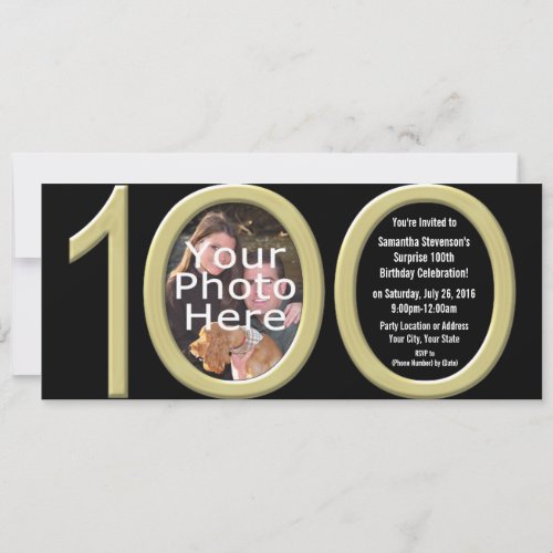 Big 1-0-0 Gold Party Invitations