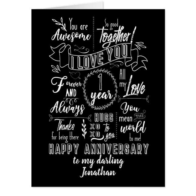 BIG 1st Anniversary Chalkboard Card (Front)