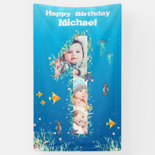 Big 1st Birthday Under The Sea Photo Collage Banner
