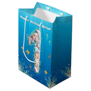 Big 1st Birthday Under The Sea Photo Collage Medium Gift Bag
