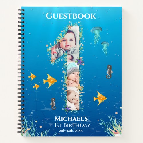 Big 1st Birthday Under The Sea Photo Guest Book