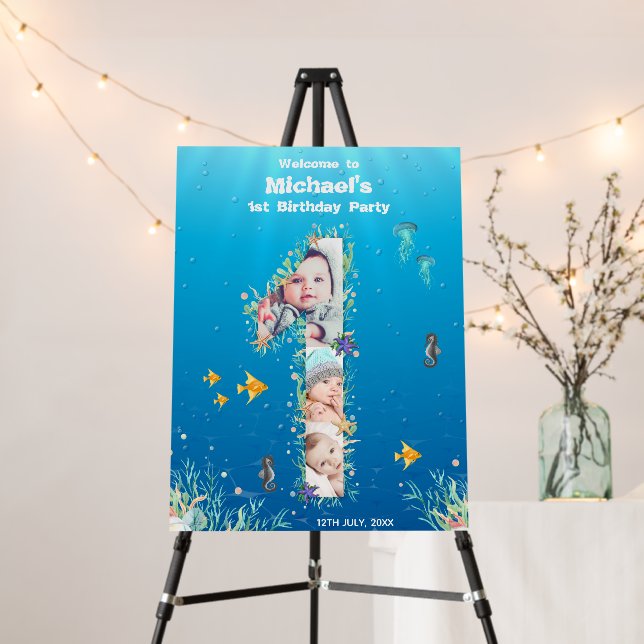Big 1st Birthday Under The Sea Photo Welcome Foam Board (In Situ (Stand))