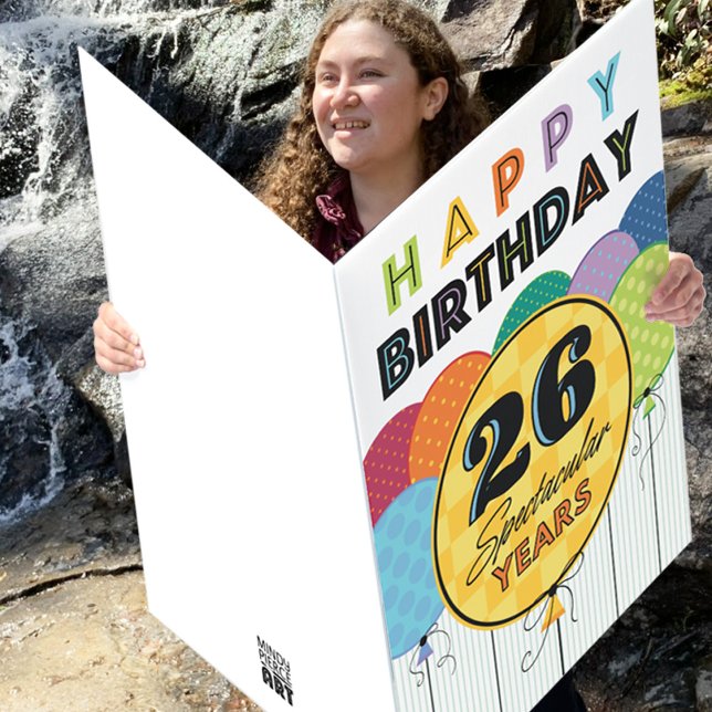 Big 26th Birthday Colorful Balloon  Card (Creator Uploaded)