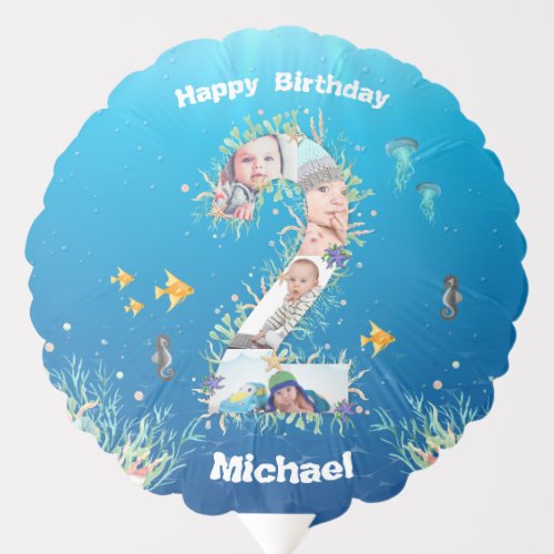 Big 2nd Birthday Photo Collage Under The Sea Balloon